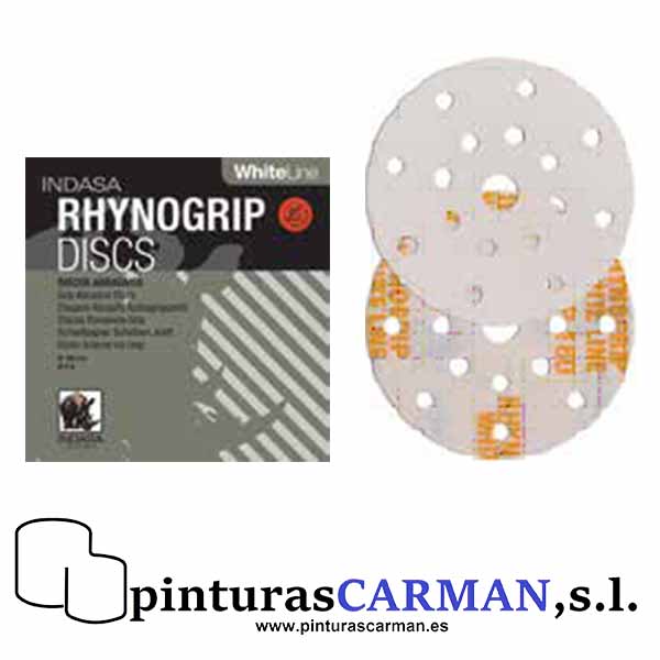 caja de 50 discos abrasivos indasa white line rhynogrip para múltiples usos